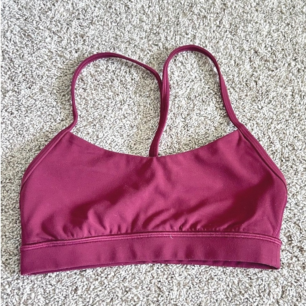 Lululemon Flow Y Bra Nulu Burgundy Maroon Yoga Sports Bra Size 4